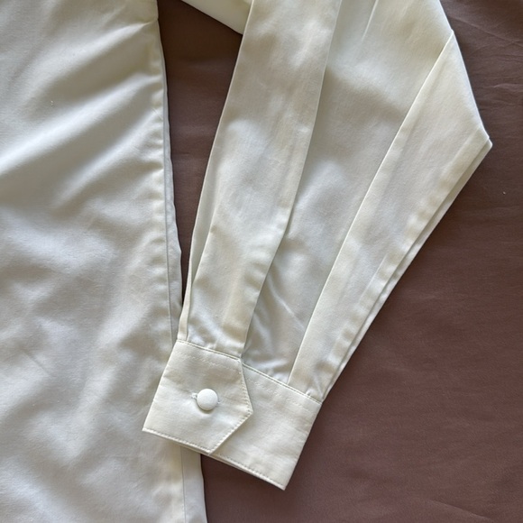 Vintage Talbots Classic Cream Ivory Pin-Tuck Button-Up Blouse Tuxedo Stripe Sz 6 - Picture 7 of 9